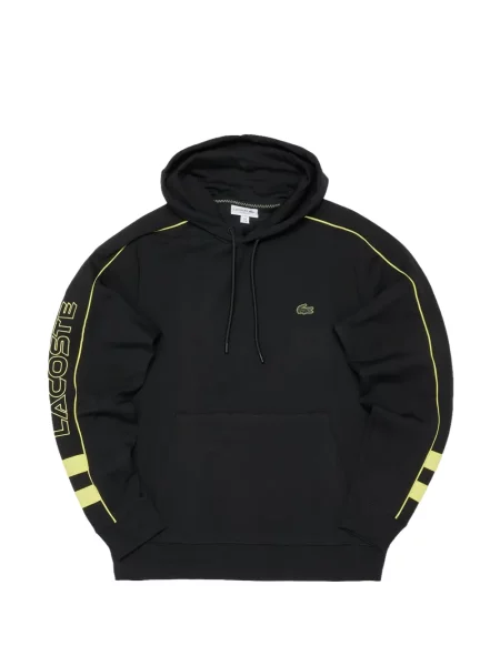 Hanorac cu glugă Lacoste cu autograf negru