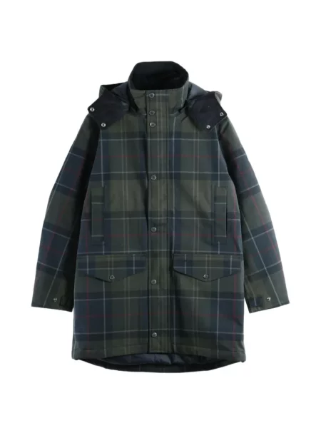 Geacă Barbour în carouri cu glugă verde