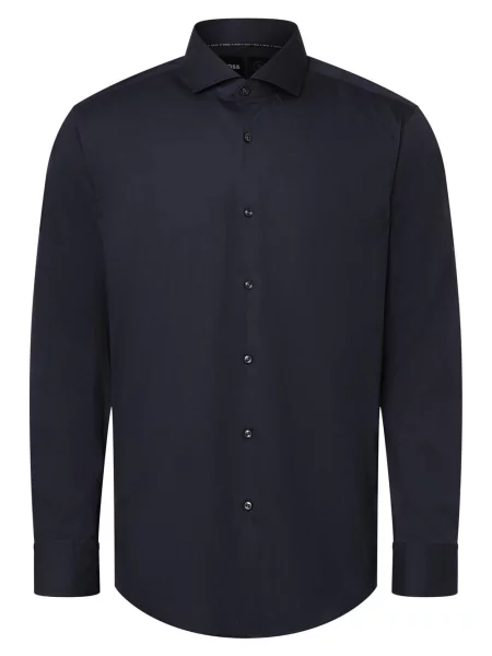 BOSS Koszula łatwa w prasowaniu Mężczyźni Slim Fit kołnierzyk włoski 42 niebieski