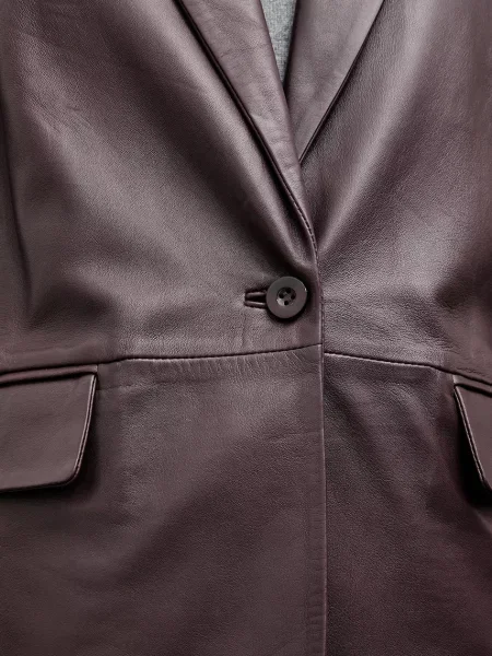 Шкіряний піджак Answear.LAB однобортний однотонний бордовий