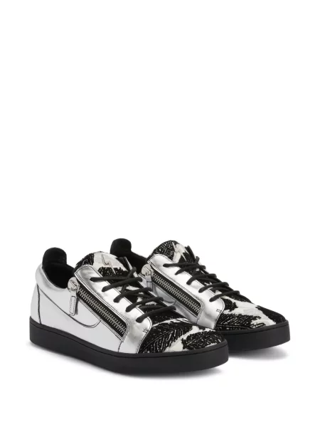 Iš natūralios odos sportbačiai Giuseppe Zanotti Frankie sidabrinė