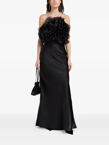 Bluzka L'idée z falbankami bez ramiączek czarna