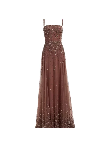 Rochie maxi Elie Saab cu broderie maro