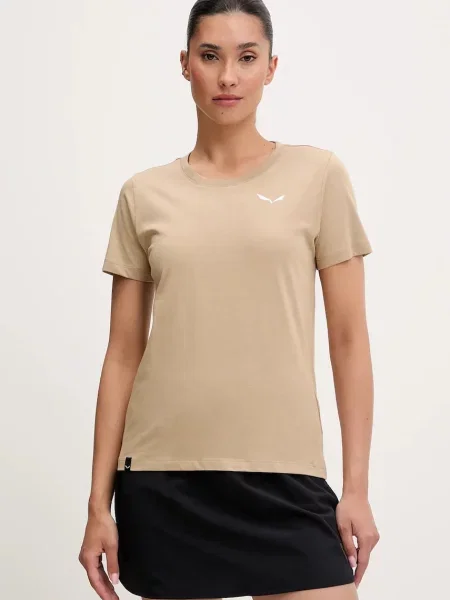 Спортна тениска Salewa Eagle Nature дамска бежово