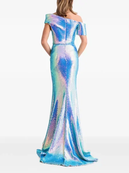 Rochie maxi Gemy Maalouf asimetrică albastru