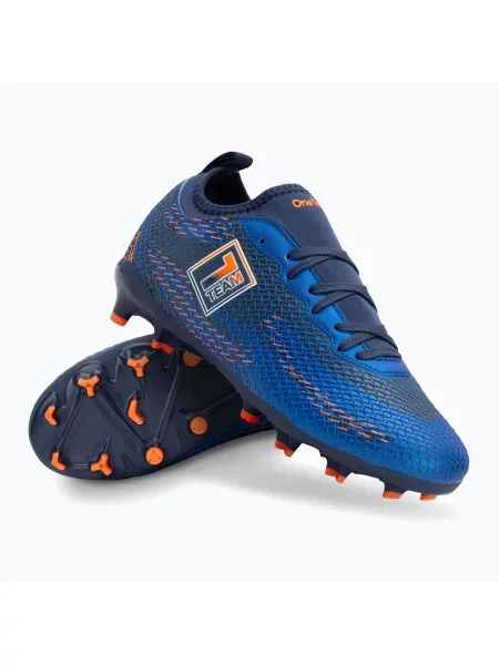 Încălțăminte de fotbal pentru copii OneTeam Robero Teen FG/AG granatowy/pomarańczowy