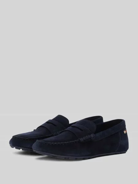 Mokasyny ze skóry welurowej Tommy Hilfiger niebieskie