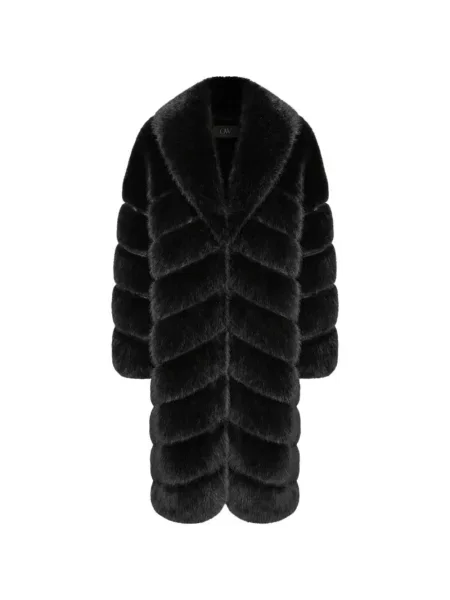 Palton de blană Ow Collection cu blană negru