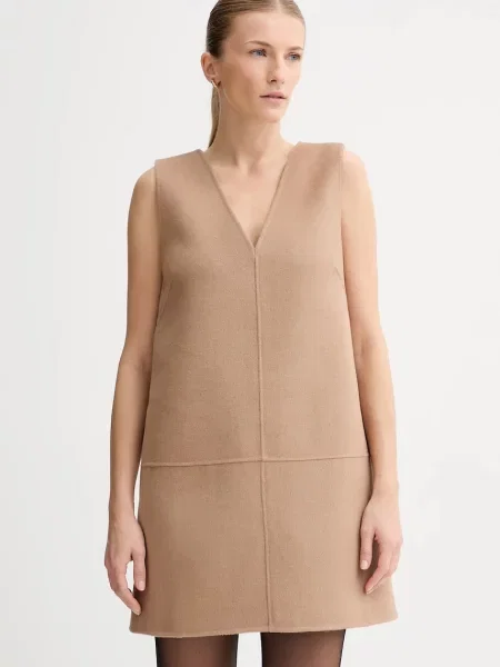 Calvin Klein Φόρεμα με προσθήκη μαλλιού μπεζ