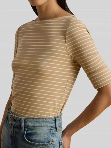 Męski t-shirt o kroju regular fit z mieszanki bawełny Lauren Ralph Lauren beżowa