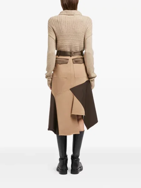 Spódnica midi Ports 1961 asymetryczna do kolan brązowa