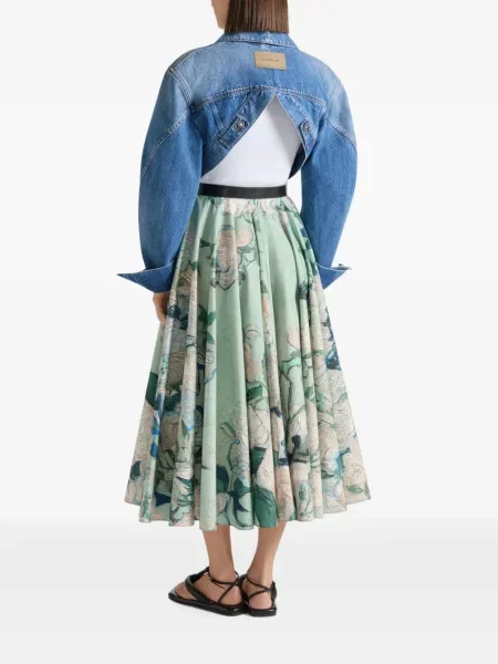 Lung fustă Givenchy cu imagine din poplin verde