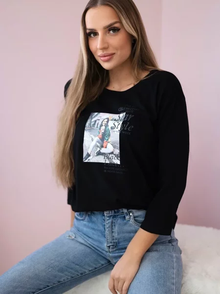 Top Kesi z nadrukiem czarny