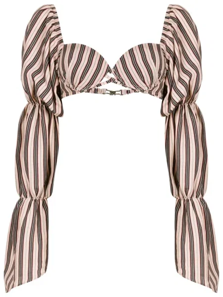 Bluzka Amir Slama w paski z nadrukiem o krotszym kroju