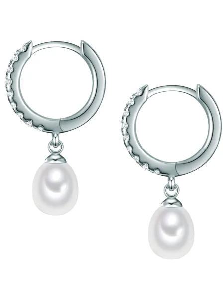 Valero Pearls Cercei argintiu / perlat alb