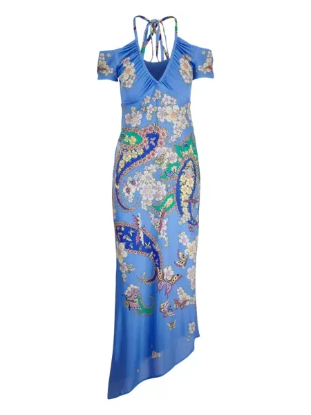 Rochie Etro cu gât halter de costum albastru