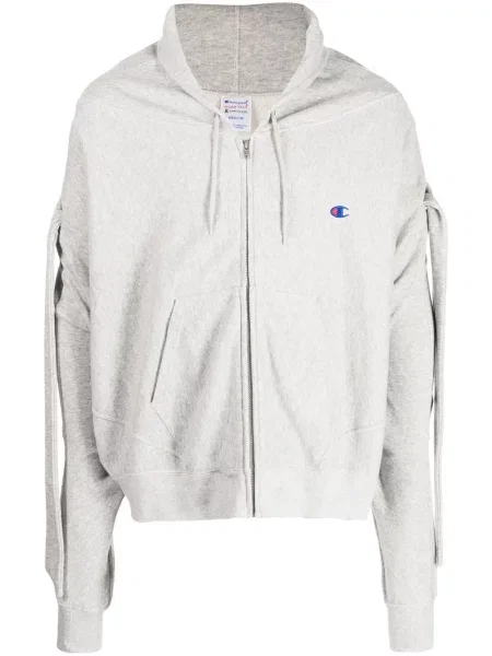 Długa bluza z kapturem Anrealage drapowana szara