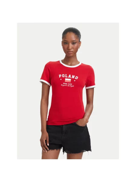 Guess Jeans Majica Slim Fit rdeča