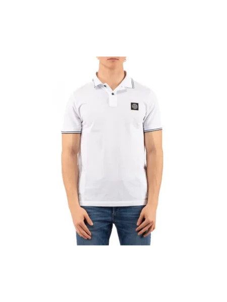 Koszulka polo Stone Island z kamieniami biała
