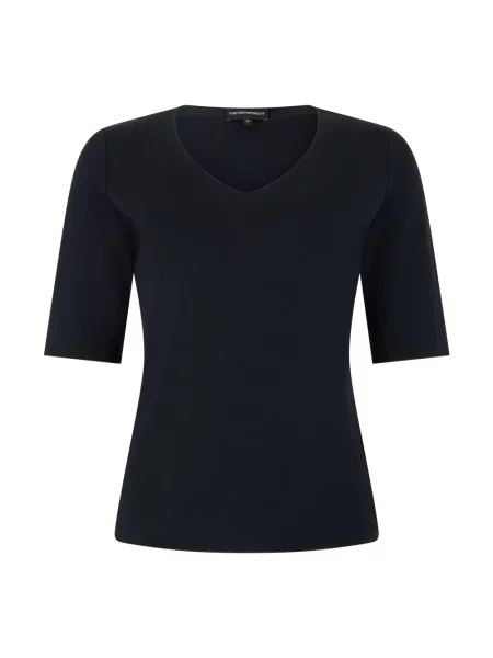 Koszulka Emporio Armani z dekoltem w serek z krótkim rękawem niebieska