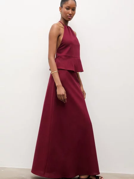 Answear.LAB komplet z lnem bordowy