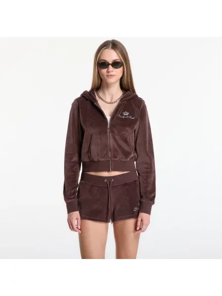 Decupat hanorac Sporty & Rich din velur maro