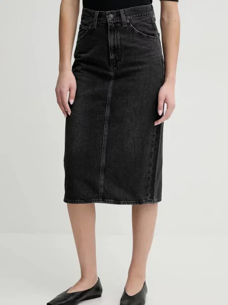 Levi's spódnica jeansowa HR BACK SLIT SKIRT midi ołówkowa szary