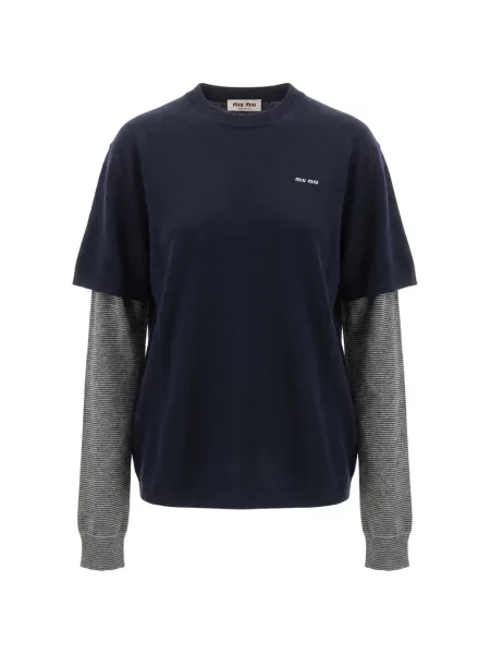 Pulover Miu Miu cu broderie albastru