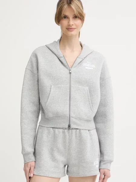 Under Armour melegítőfelső kapucnival női pamuttal Icon szürke