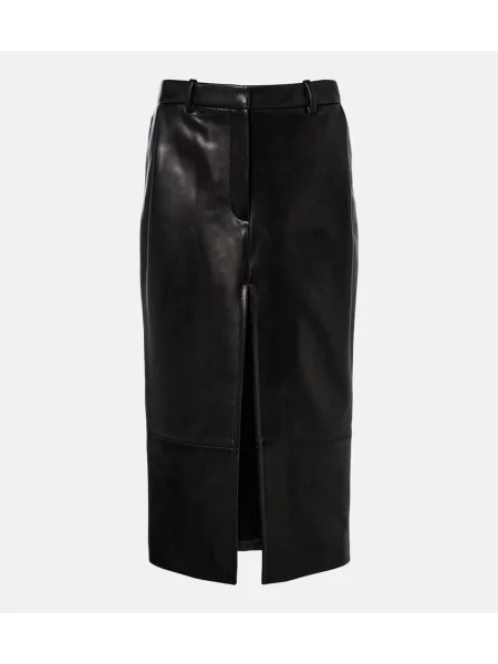 Spódnica skórzana Khaite do kolan czarna