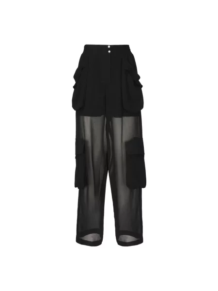 Przezroczyste spodnie cargo Pinko czarne