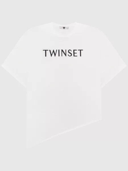 Футболка з вишивкою логотипа Twinset біла