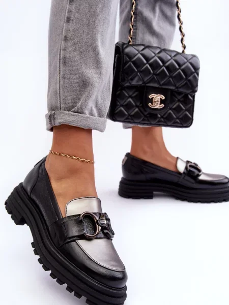 Мокасини Laura Messi с плосък ток черно