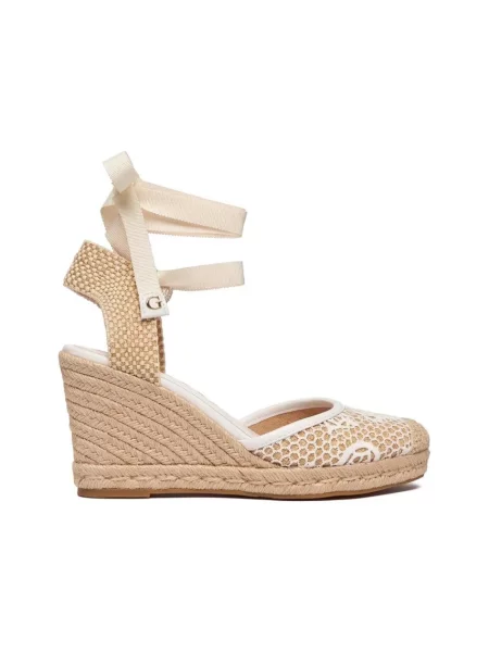 Espadryle Guess na koturnie z siateczką beżowe