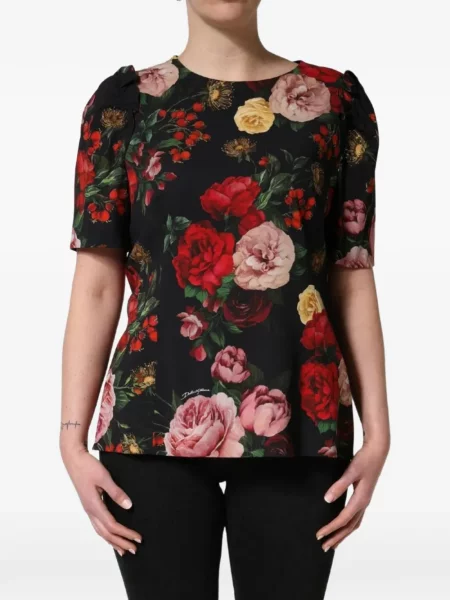 Virágos blúz Dolce & Gabbana nyomtatás fekete
