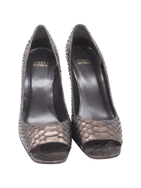 Pantofi cu toc Stuart Weitzman cu model piele de șarpe maro