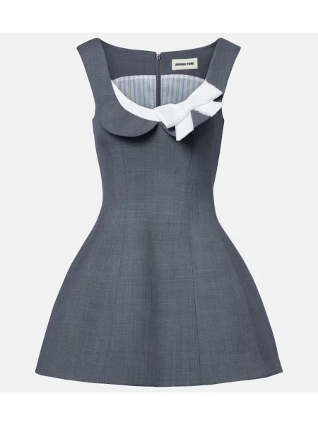 Rochie Shushu/tong cu funde din țesătură twill gri