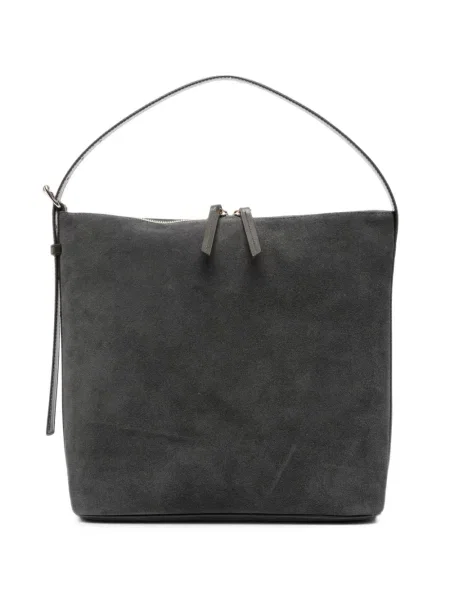 Geantă shopper A.p.c. din piele de căprioară gri