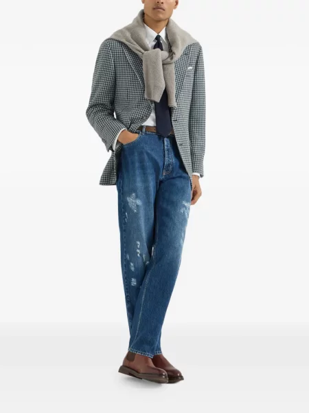 Blugi Brunello Cucinelli cu broderie albastru