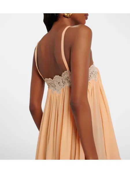 Rochie Chloé de mătase portocaliu