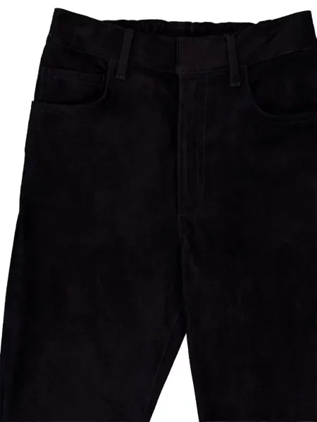 Pantaloni Paula din piele de căprioară negru