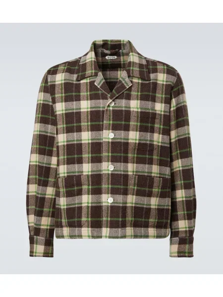 Volnena srajca Bode s karirastim vzorcem rjava