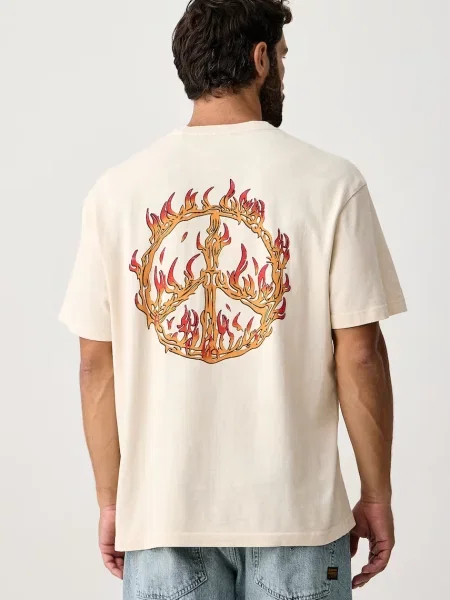 Hurley T-shirt Built Fire Peace beżowa