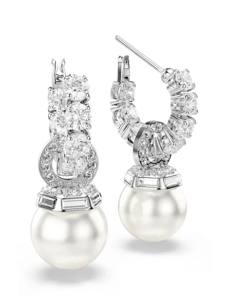 Swarovski Cercei argintiu / transparent / perlat alb