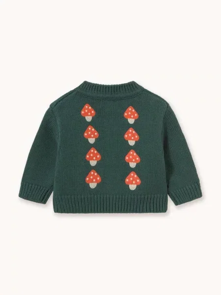 Tinycottons kardigán detský MINI MUSHROOMS BABY CARDIGAN zelená