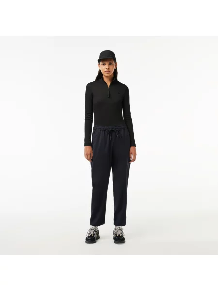 Lacoste Koszulka Polo Z Długim Rękawem I Ściągaczem Z Kołnierzykiem Zapinanym Na czarna
