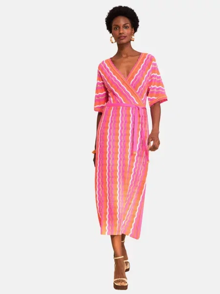 Love & roses Rochie tricotat portocaliu / roz alb