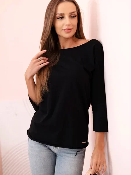 Bluzka Kesi z dekoltem w łódkę czarna