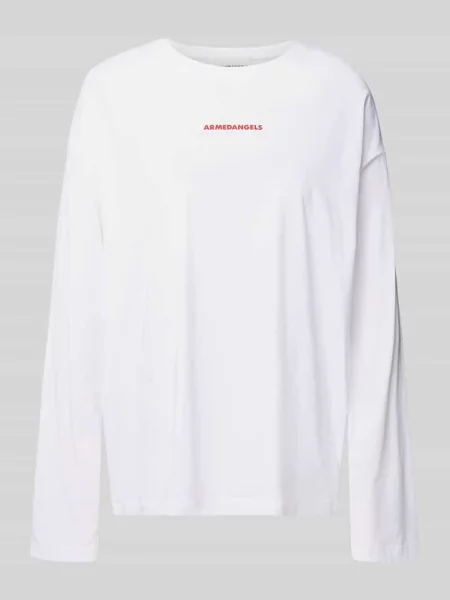 Bluzka z długim rękawem o kroju oversized z czystej Model FIETAA SMILE' Armedangels biała