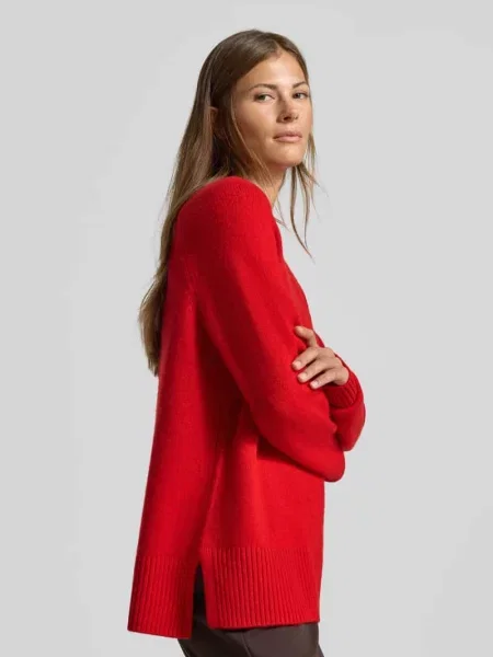 Sweter o kroju loose fit z czystego kaszmiru w imitacji dzianiny Myon czerwony